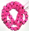 50 6x6mm Hot Pink Crackle Cube Beads